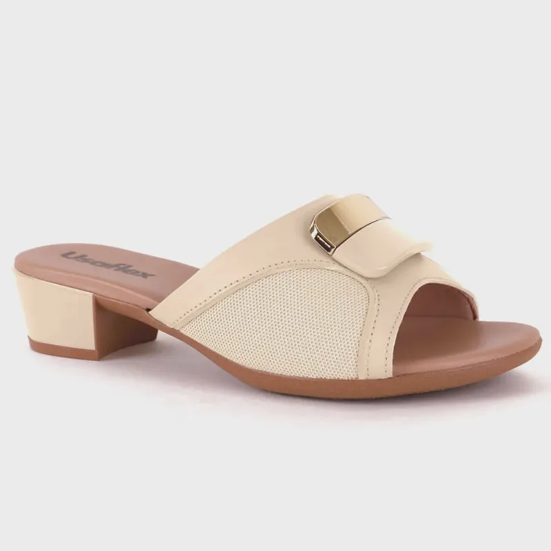 Tamanco Feminino Salto Bloco Fivela Vanilla Usaflex MM0802