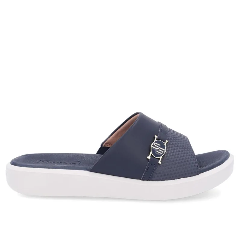 Tamanco Usaflex Em Couro Ref Al0103 Azul 039