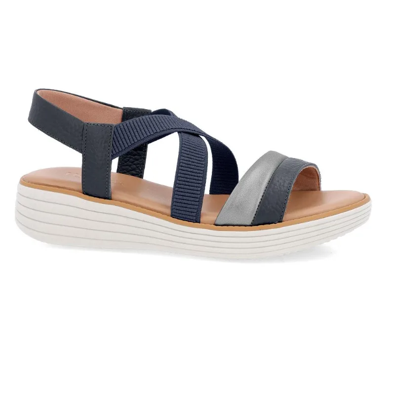 Sandalia Usaflex Em Couro Bico Redondo Ref An05003 Azul 035