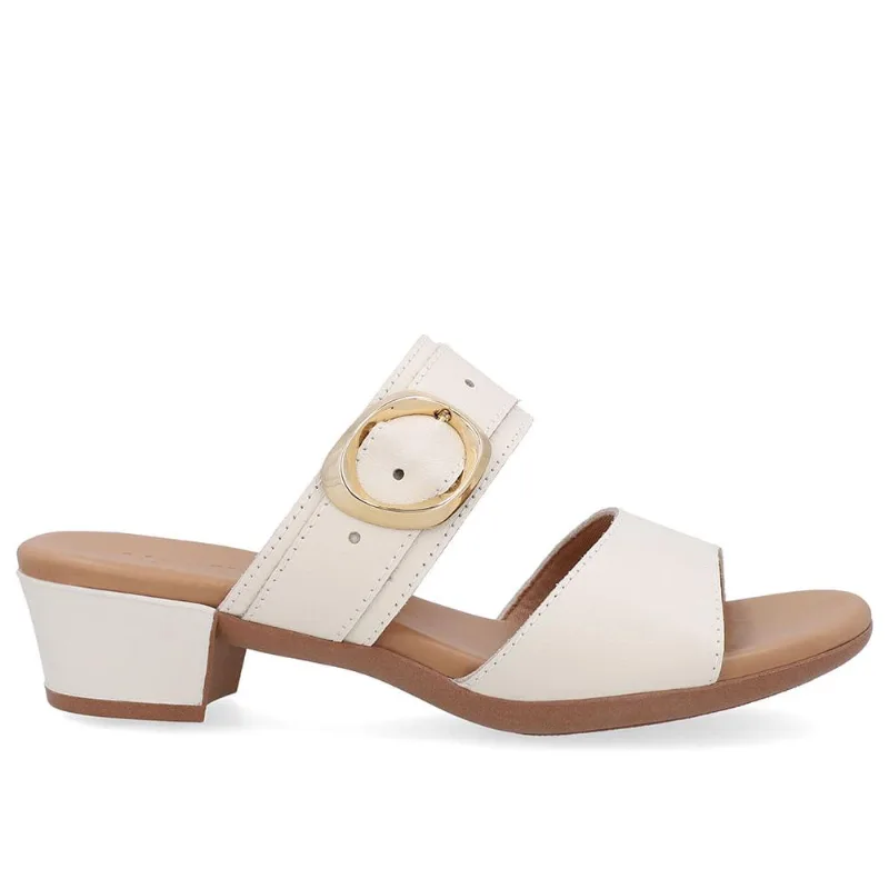 Tamanco Usaflex Salto Bloco Couro Fivela Ref Ud12001 Branco Off 39
