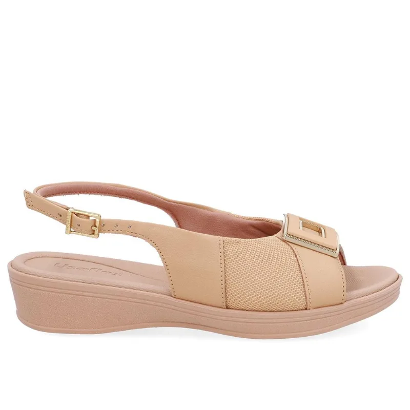 Slingback Usaflex Joanetes Couro Anabela Ref Ud04003 Creme 38