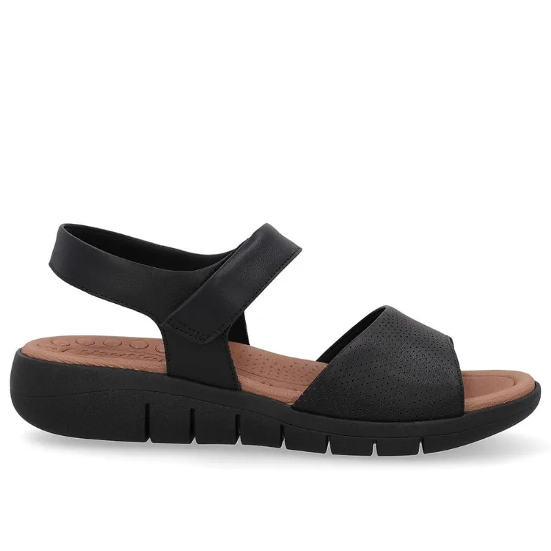 Sandalia Usaflex Plataforma Couro Ref Ud17001 Preto 038