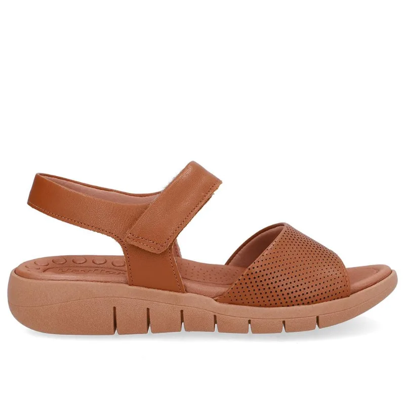Sandalia Usaflex Plataforma Couro Ref Ud17001 Marrom 035