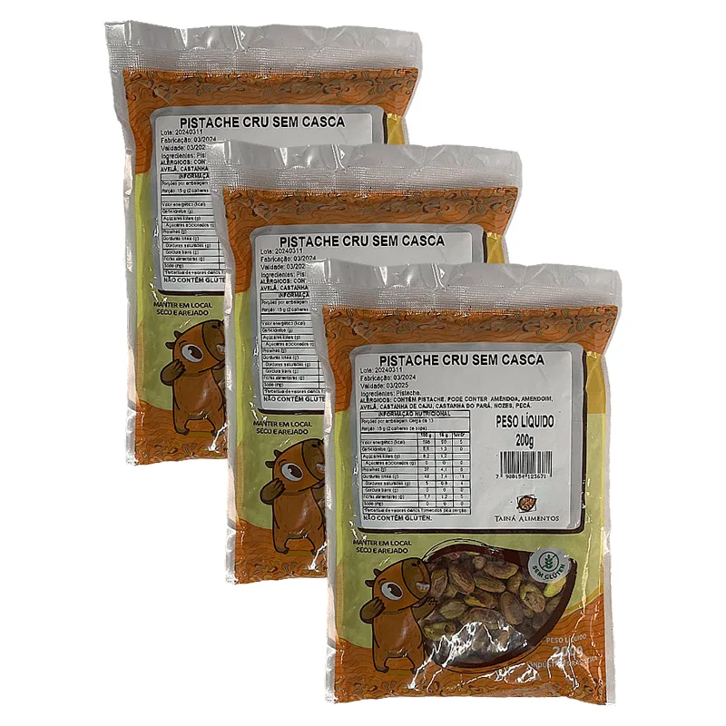 Kit 3x: Pistache Cru Sem Casca Tainá Alimentos 200g - Não Informado - Mercearia