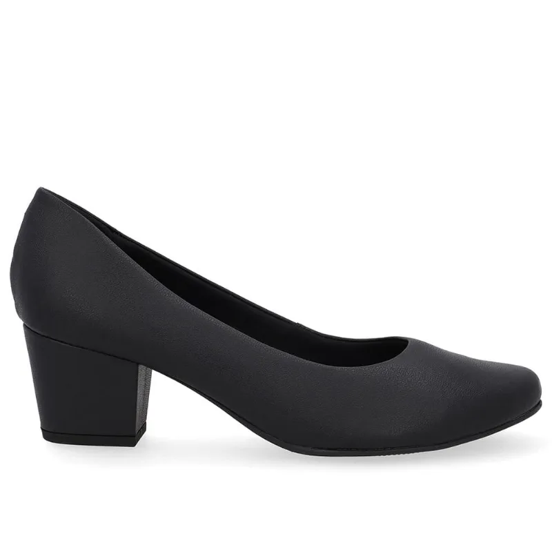 Scarpin Usaflex Salto Bloco Couro Ref Ud05001001 Preto 37