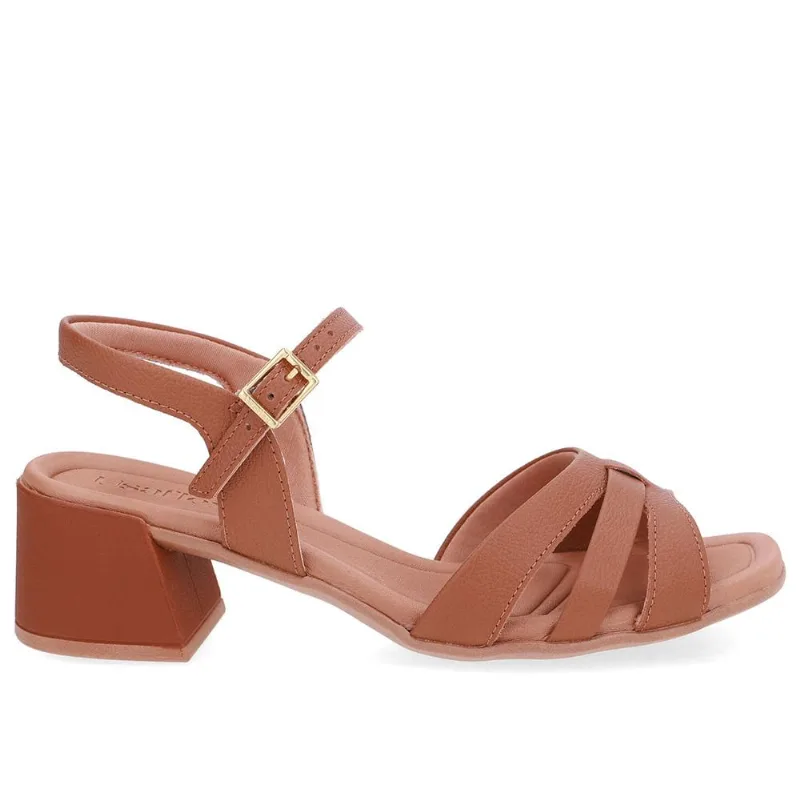 Sandalia Usaflex Salto Bloco Em Couro Ref Ud25003 Marrom 36