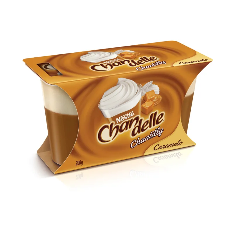 Sobremesa Láctea Com Chantilly Caramelo Nestlé Chandelle Bandeja 200g 2 Unidades - NESTLE - Frios E Laticínios
