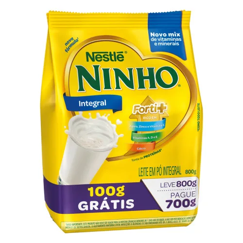 LEITE EM PÓ INTEGRAL NESTLÉ NINHO FORTI PACOTE LEVE 800G PAGUE 700G - NESTLE