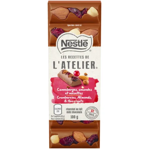 Choc Latelier Milk Cranb/amend/noz 100g - AMEND - Mercearia