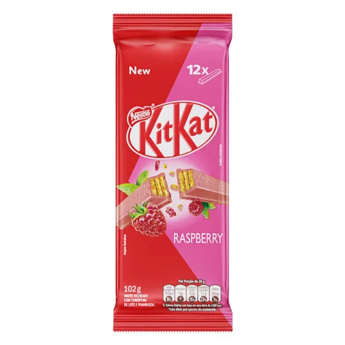 Wafer Recheio E Cobertura Leite E Framboesa Nestlé Kitkat Pacote 102g - NESTLE - Mercearia