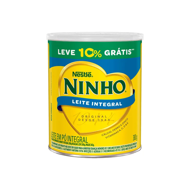 Leite em Pó Ninho Integral 10% Grátis 380g - Ninho - Mercearia