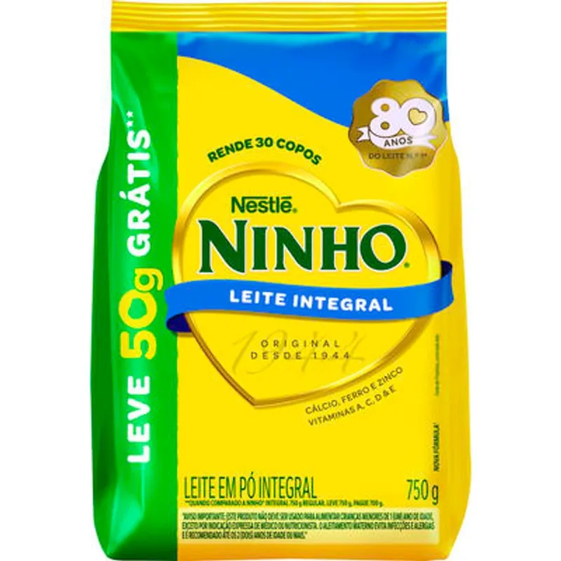 Leite em Pó Ninho Integral LV 750g PG 700g