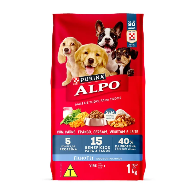 Ração ALPO Cães Filhotes Carne, Frango, Cereais, Vegetais e Leite 1kg - Alpo - Petshop