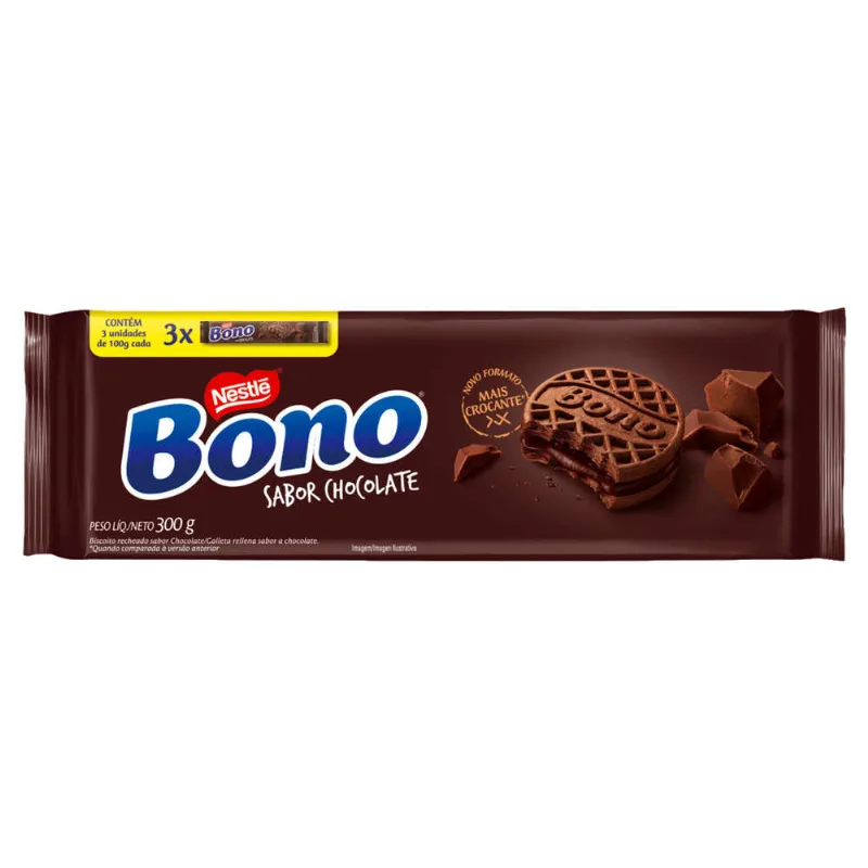 Biscoito Recheio Chocolate Bono Pacote 300g