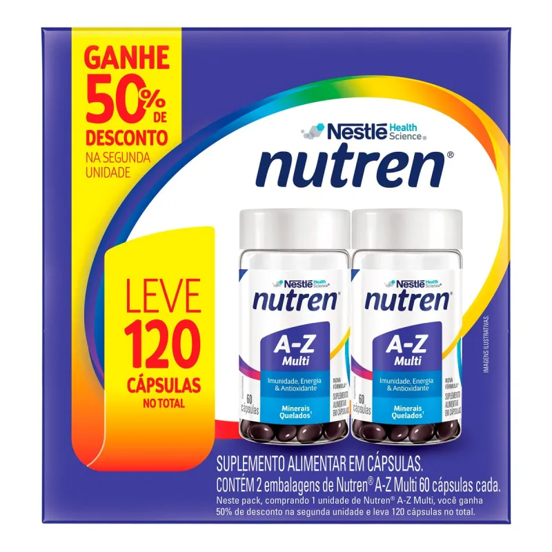 Suplemento Alimentar Nutren A-Z Multivitamínico 2 Unidades com 60 Cápsulas - Nutren - Complemento Alimentar
