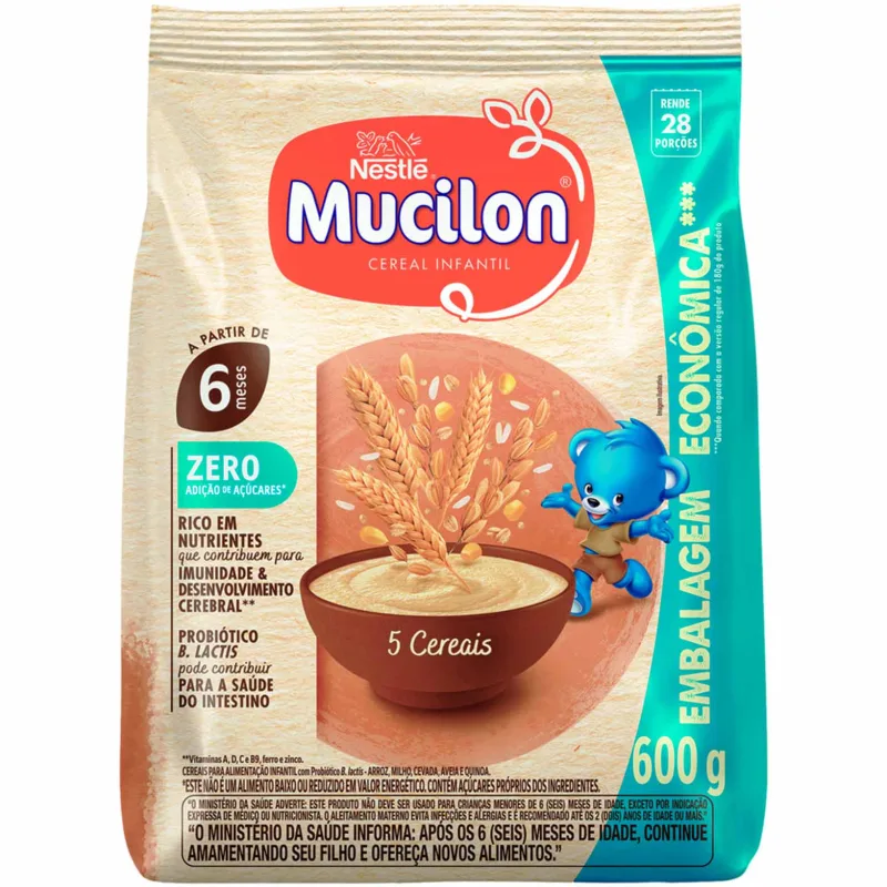 Cereal Infantil Mucilon Nestlé 5 Cereais Zero Açucar 600g - Mucilon - Mercearia