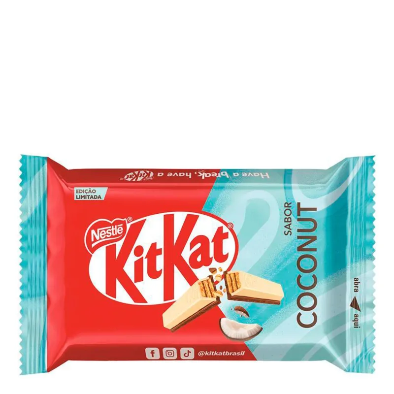 Kitkat Coconut Cobertura de Chocolate Branco Recheio de Coco e Chocolate ao Leite 41,5g - Kitkat - Chocolate
