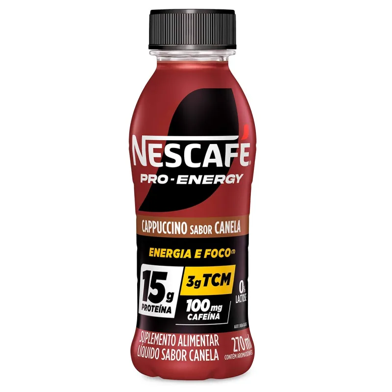 Suplemento Alimentar Nescafé Pro-Energy Cappuccino Sabor Canela 15g de Proteína Zero Lactose 270ml - NESCAFE - Suplemento Alimentar