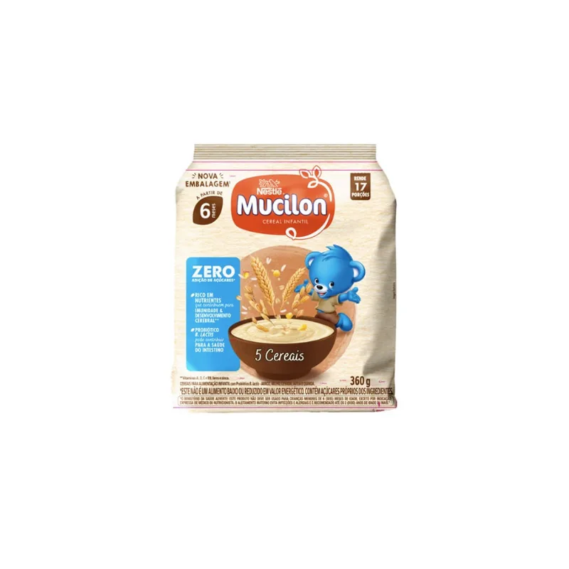Cereal Mucilon Zero Açúcar 5 Cereais 360g Sachê
