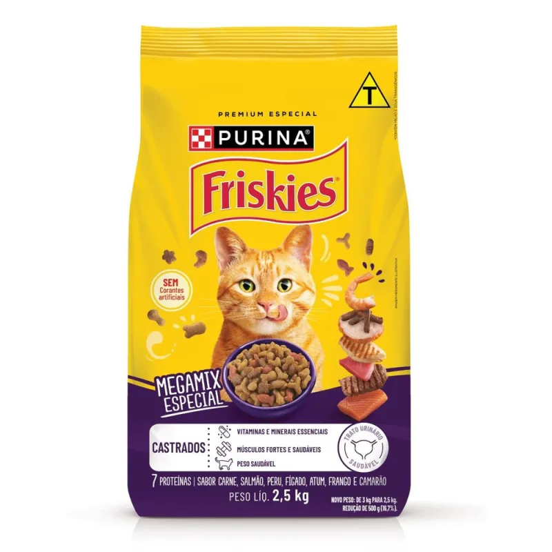 Ração seca PURINA FRISKIES® Megamix para Gatos Castrados 2,5Kg - Friskies - Petshop