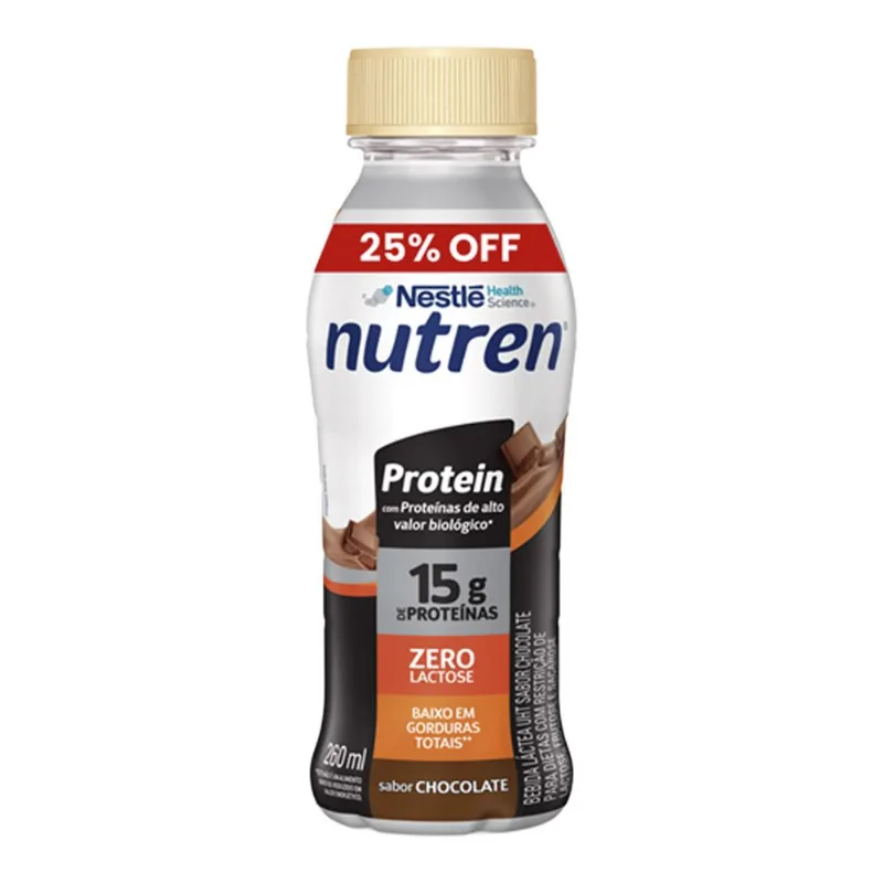Bebida Láctea Nutren Protein 15g de Proteínas Zero Lactose Sabor Chocolate 260ml