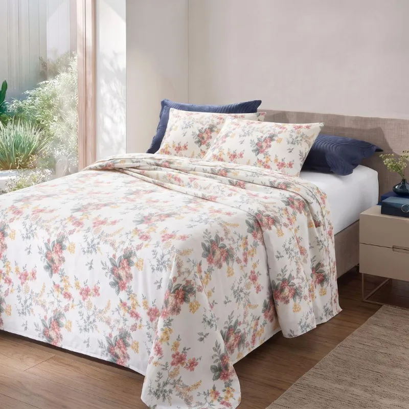Jogo De Cama Queen Essenciale 4 Peças Algodão 100% Vermelho Corttex