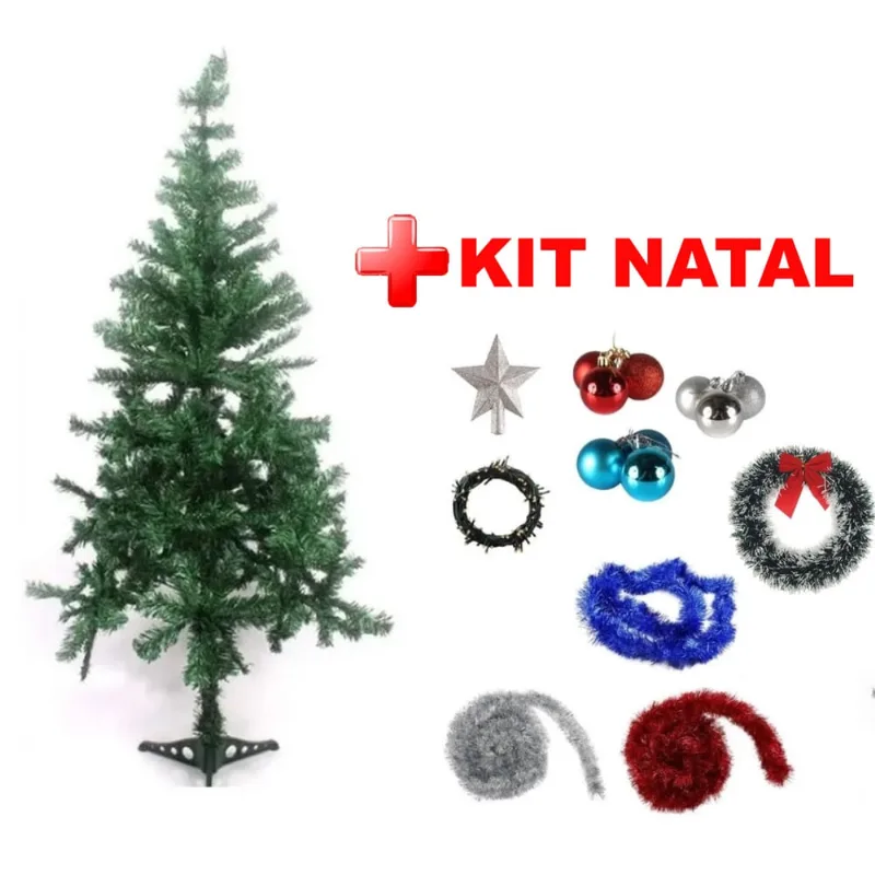 Árvore De Natal Verde Completa 1,50 Cm 250 Galhos C 9 Itens