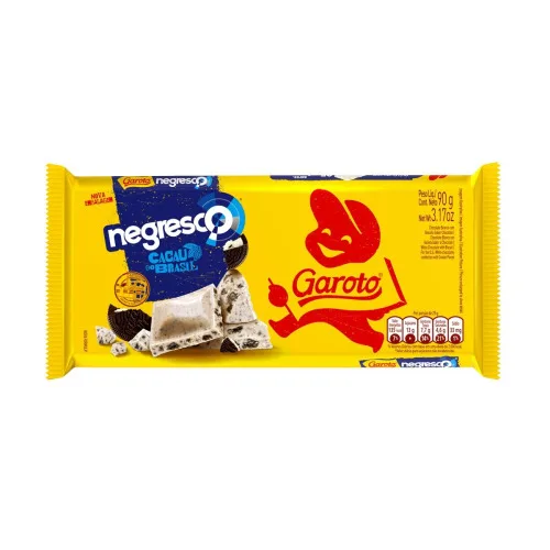 Chocolate Branco Com Biscoito Negresco Garoto Pacote 90g - GAROTO - Mercearia