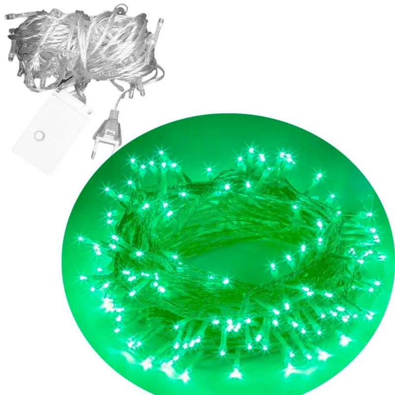 Pisca Varal Decoração Natal 300 Lâmpadas Leds Verde 220v 25m