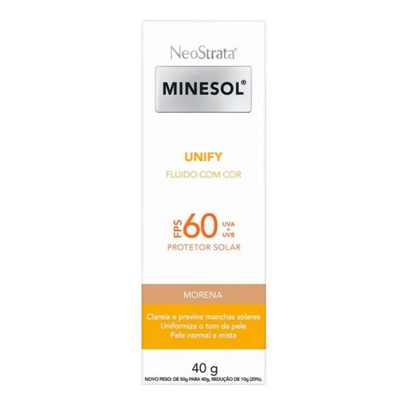 Protetor Solar Facial Neostrata Minesol Unify Fluido com cor Pele Morena FPS60 40g