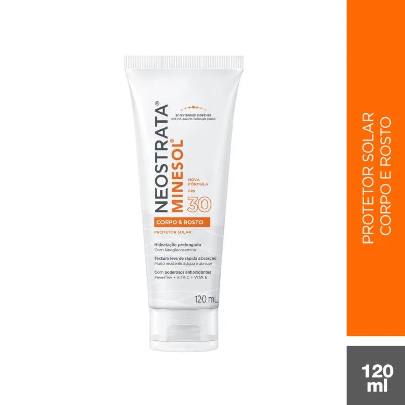Protetor Solar NeoStrata Minesol Rosto e Corpo FPS30 120ml - Minesol - Dermo E Beleza