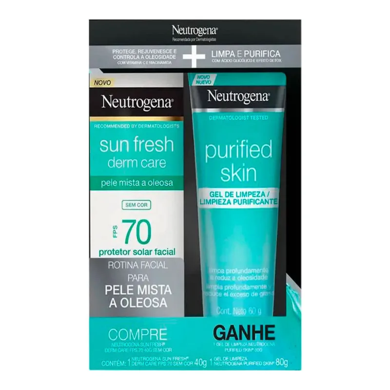 Kit Protetor Solar Neutrogena Sun Fresh 70 FPS 40g + Gel de Limpeza 8g