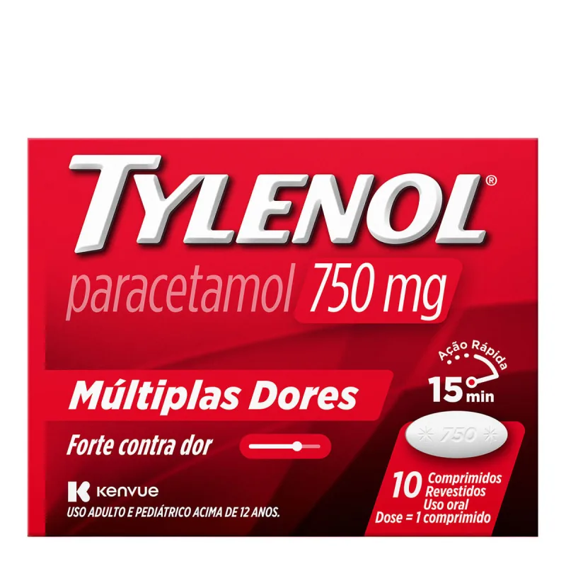 Analgésico Tylenol 750mg  10 Comprimidos - Tylenol