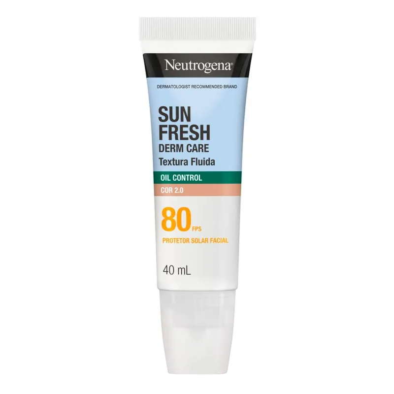 Protetor Solar Facial Neutrogena FPS 80 Sun Fresh Derm Care Cor 2.0 40ml Fluido - Neutrogena - Protetor Solar