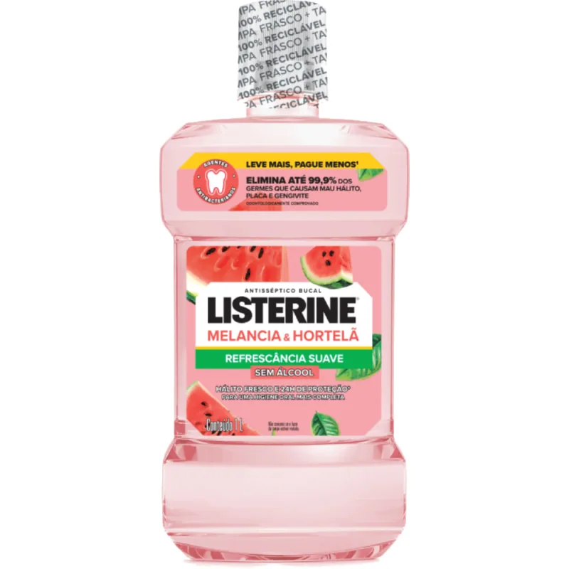 Enxaguante Bucal Antisséptico Listerine Melancia & Hortelã 1L - Listerine - Saúde E Bem Estar