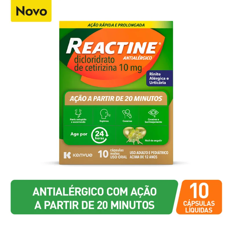 Antialérgico Reactine 10 Cápsulas - Reactine - Medicamentos E Saúde