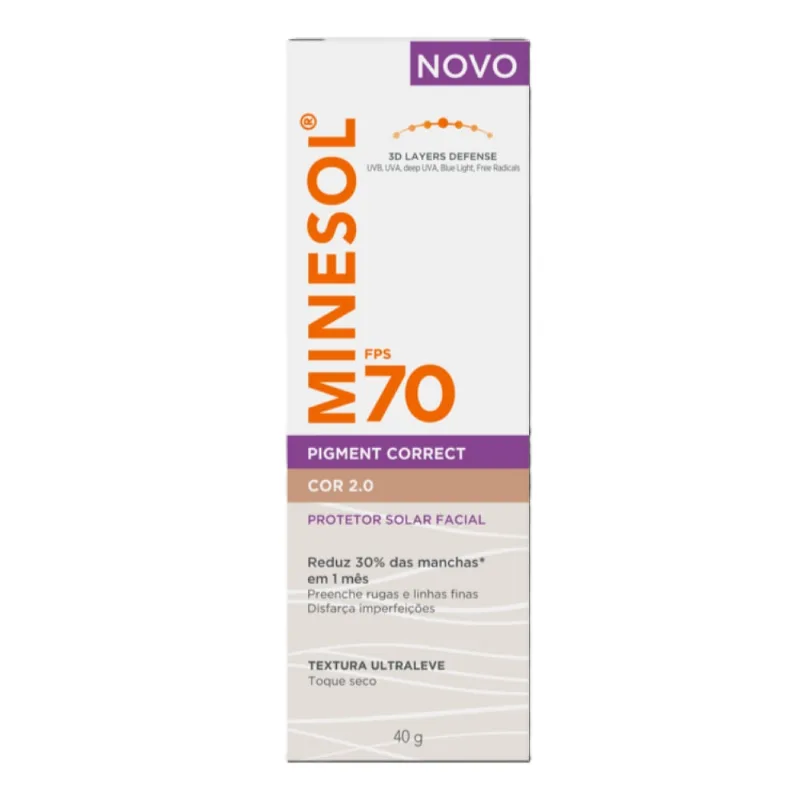 Protetor Solar Facial Pigment Correct Minesol Cor 2.0 FPS70 40g