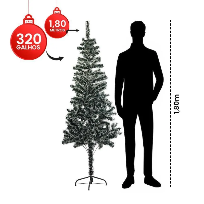 Árvore Pinheiro De Natal Luxo Verde Nevada 1,80M 320 Galhos