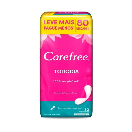 Protetor Diário Sem Abas Tododia Carefree Pacote 80 Unidades Leve Mais Pague Menos - CAREFREE - Bebê
