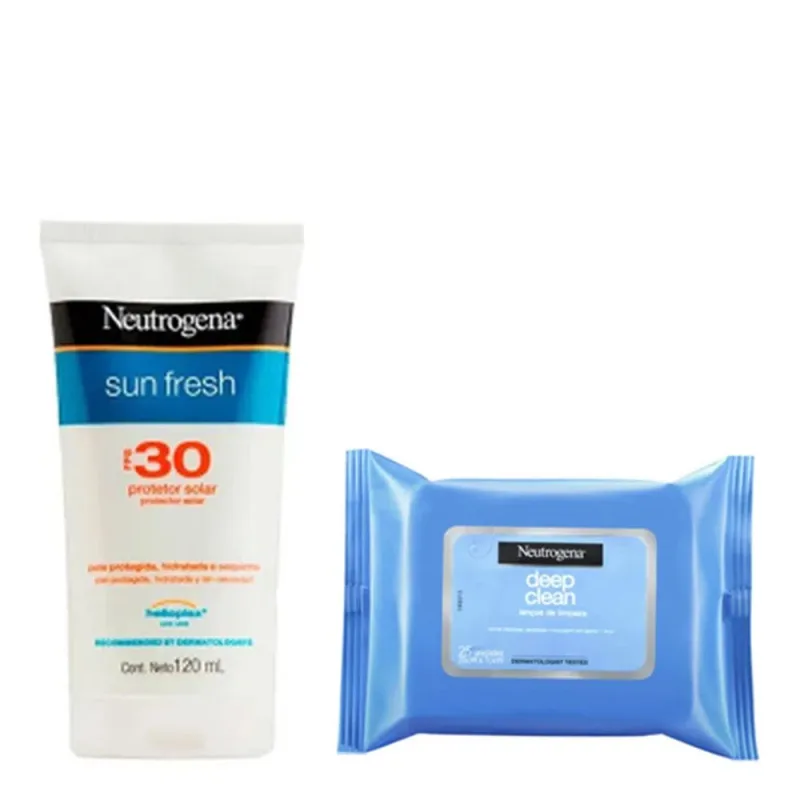 Protetor Solar Neutrogena Sun Fresh FPS 30 120ml + Lenço Demaquilante Deep Clean Grátis - Neutrogena - Protetor Solar