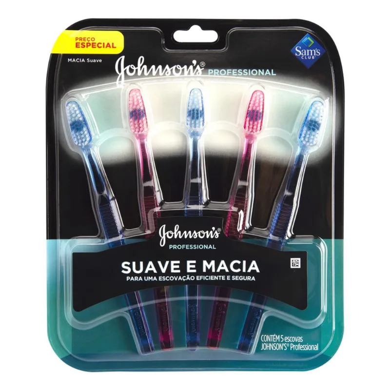 Escova de Dentes Suave e Macia Johnsons Professional cartela com 5 Unidades
