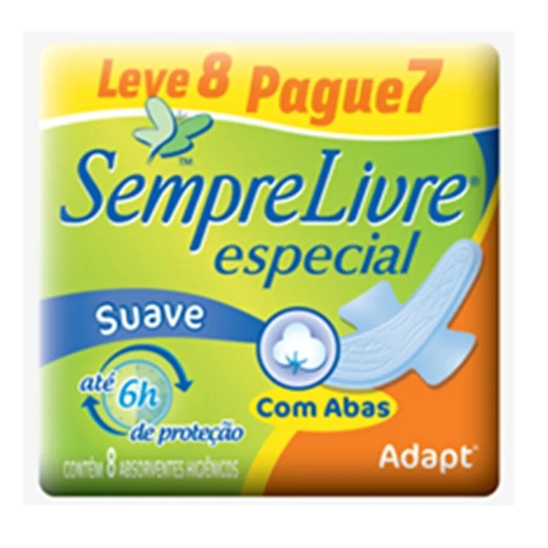 Absorvente Com Abas Sempre Livre Especial Adapt Leve 8 Pague 7 Unit - SEMPRE LIVRE - Bebê