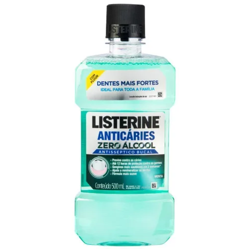 Enxaguante Bucal Antisséptico Com Flúor Menta Listerine Anticáries Zero Álcool Frasco 500ml - LISTERINE - Perfumaria