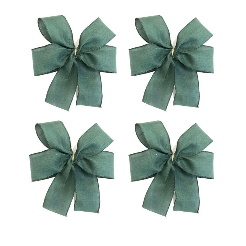 Laço Verde Liso Árvore Natal Luxo Decoração Guirlanda 06Un