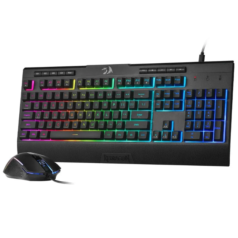 Teclado + Mouse Gamer Redragon Essentials S151 Usb / Rgb / Inglês - Preto