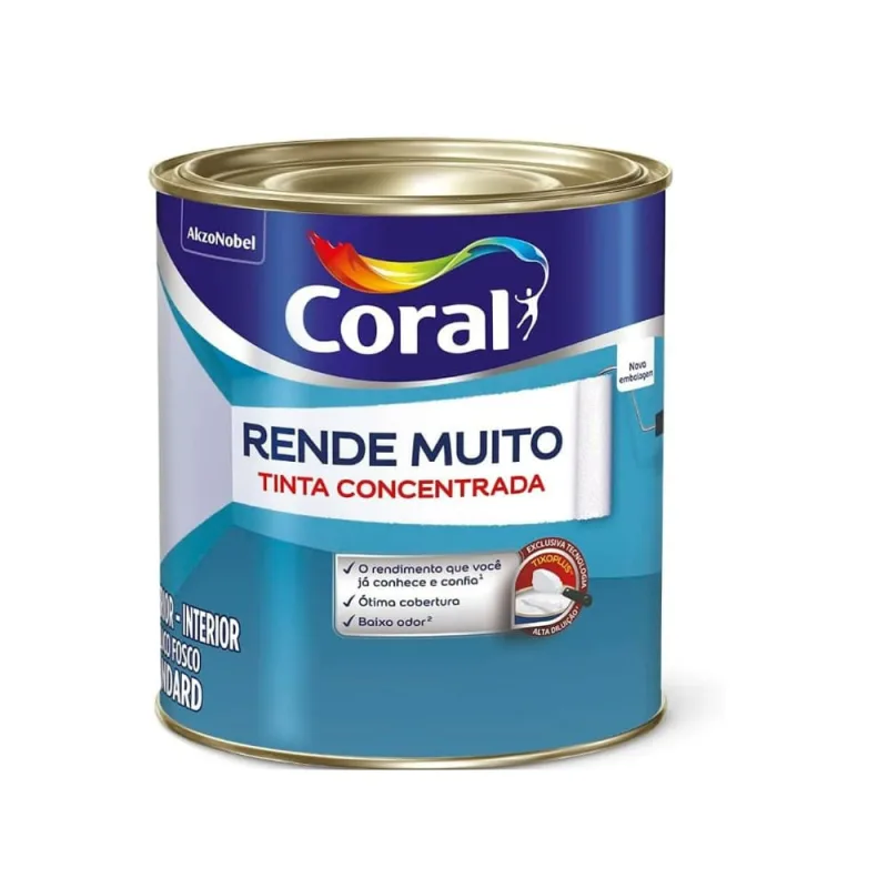 Tinta Acrílica Standard Rende Muito Interior e Exterior Branco Fosco 900ml Coral - Coral - Tinta