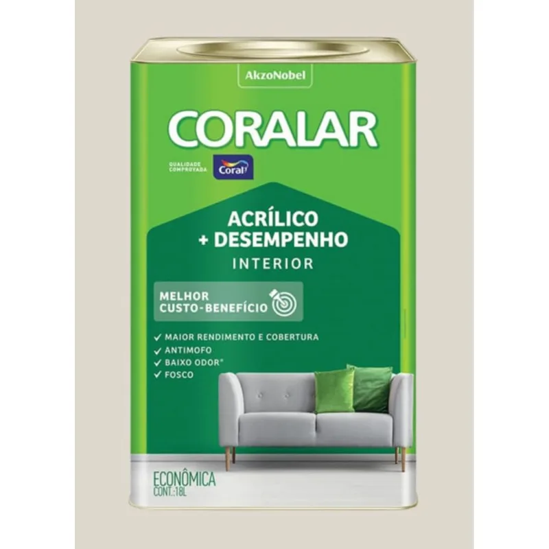 Tinta Econômica Acrílica Fosco + Desempenho 18L Coralar Tinta Econômica Acrílica Fosco + Desempenho Gelo 18L Coralar
