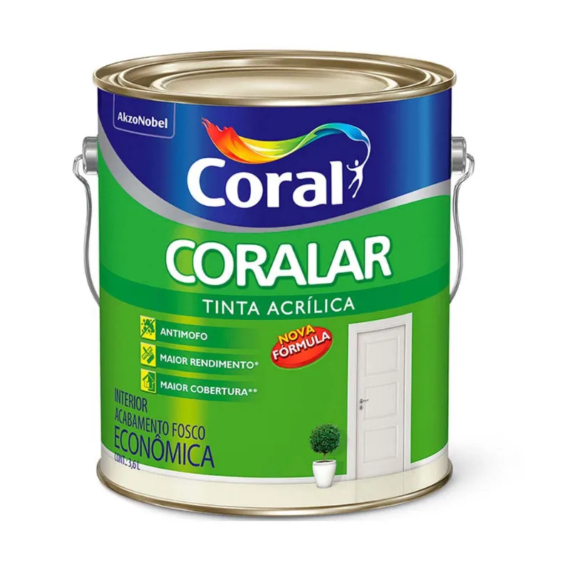 Tinta Coral Acrílica Fosca Coralar Econômica 3,6L Concreto Peça