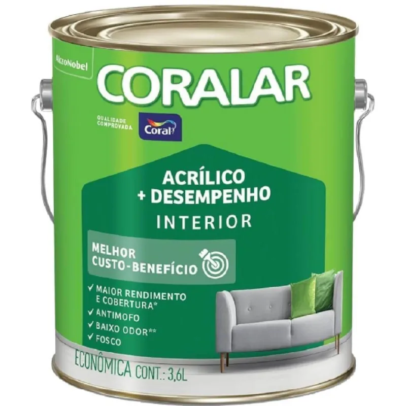 Tinta Acrílica Coralar Pêssego 3,6 Litros - Coral Tinta Acrilica 3,6l Coralar Pessego