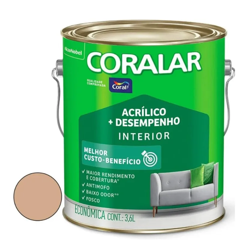 Tinta Acrílica Coralar Econômica Mais Desempenho Interior Camurça Fosco 3,6l Coral - Coral - Tinta
